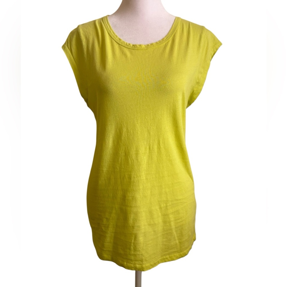 Medium J Crew Yellow Linen Blend Short Sleeve Shirt